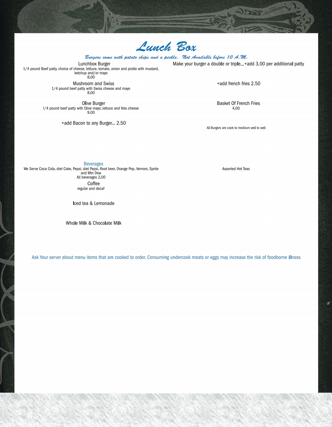 Lunch Box Menu Page 4